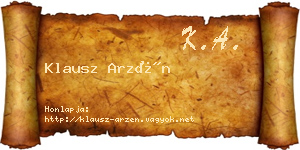 Klausz Arzén névjegykártya